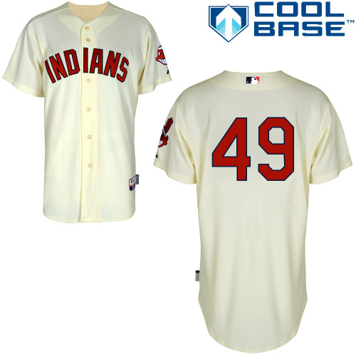 Austin Adams #49 MLB Jersey-Cleveland Indians Men's Authentic Alternate 2 White Cool Base Baseball Jersey